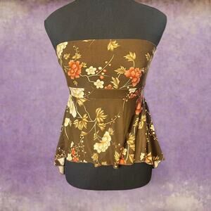 Y2k chocolate strapless floral top